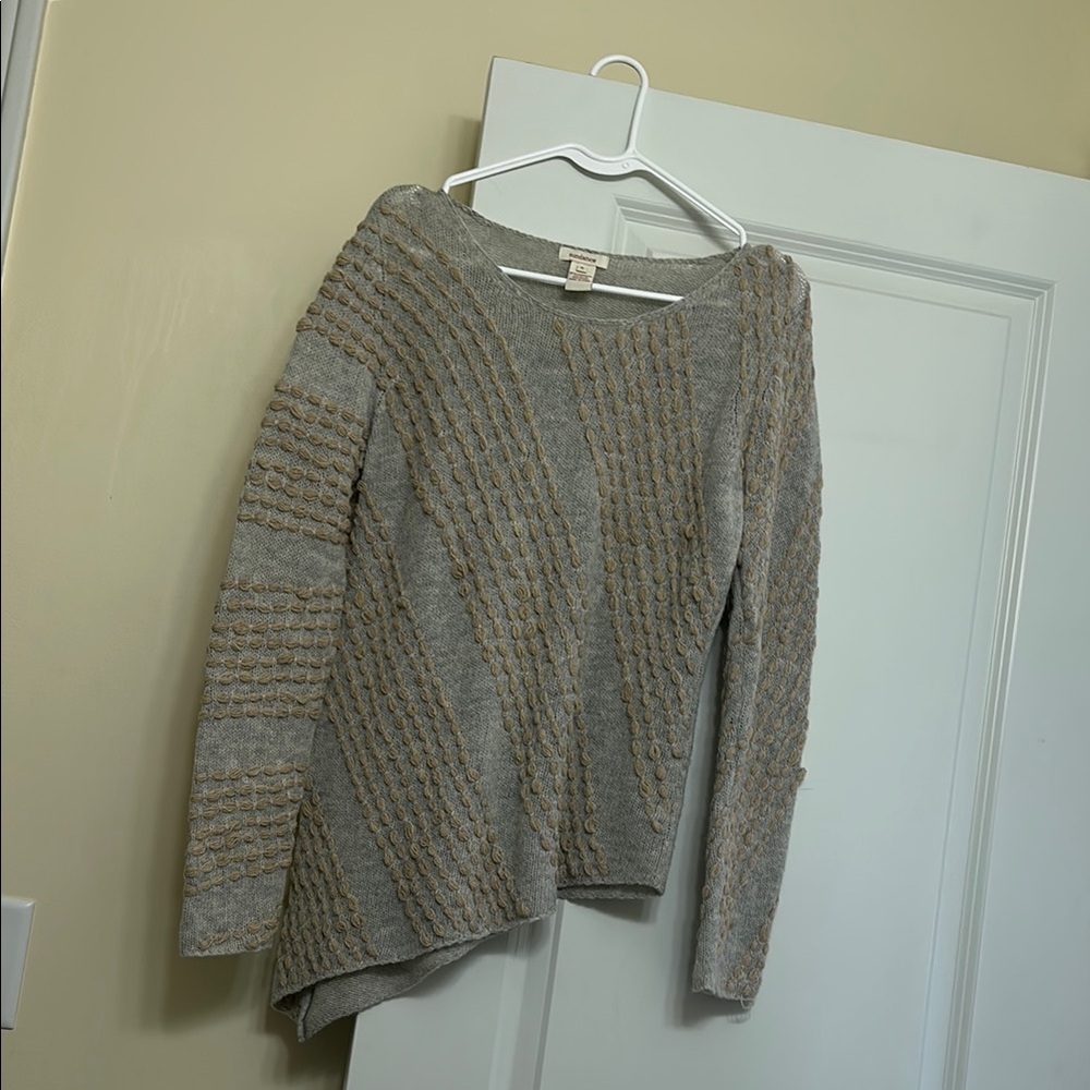 Sundance Gray and Tan Off-the-Shoulder Sweater